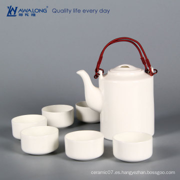 Conjunto de té chino de elegancia blanca pura taza de té de hueso china y olla